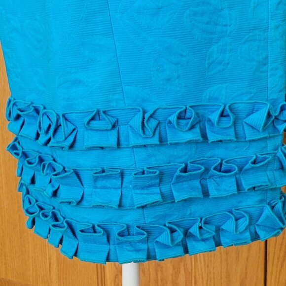 Muse Carribean Blue Structured Sleeveless Dress with Ruffle Hem NEW NWT Small - Picture 5 of 11